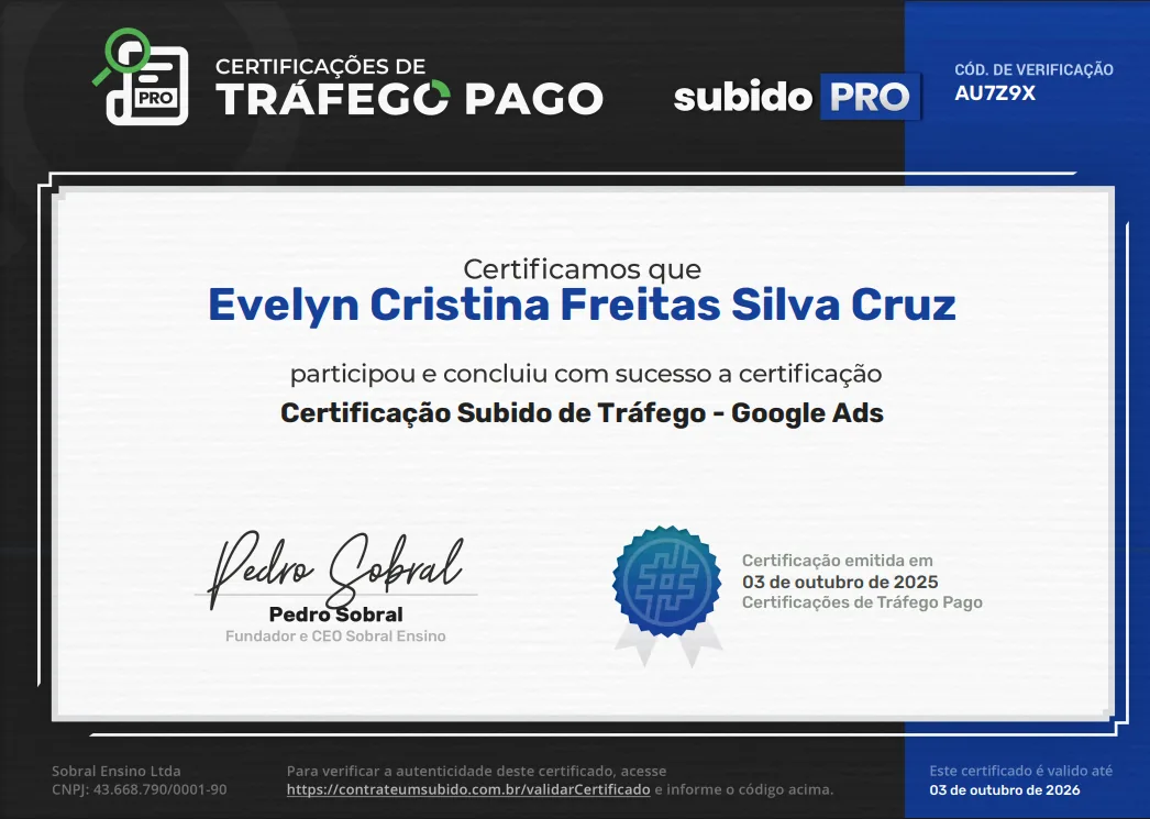Certificado Subido Tráfego 3